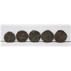 Image 1 : x5 LOT OF ANCIENT INDIA 1/2 RUPEE COINS