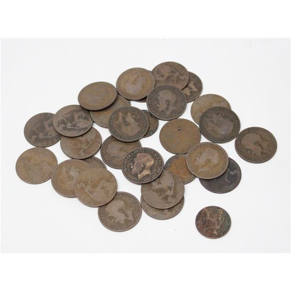 x30 OLD GREAT BRITIAN FARTHINGS & HALF PENNY