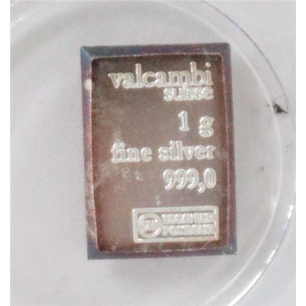 FINE .999 SILVER VALCAMBI SUISSE 1g BAR IN