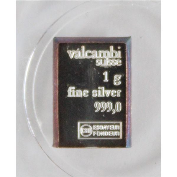 FINE .999 SILVER VALCAMBI SUISSE 1g BAR IN