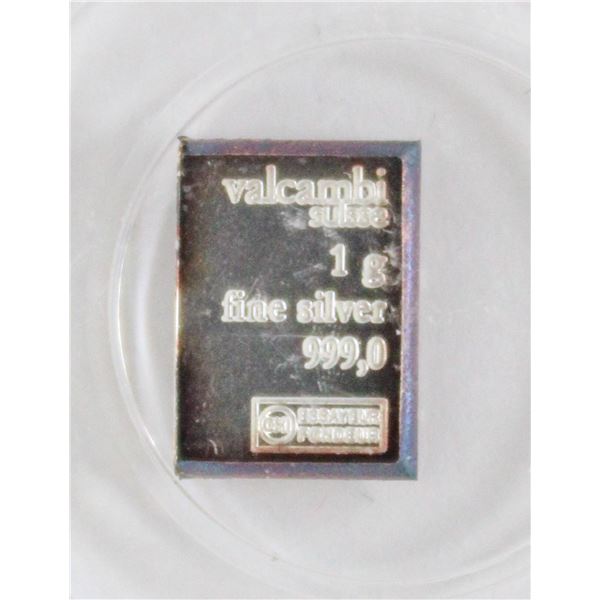 FINE .999 SILVER VALCAMBI SUISSE 1g BAR IN