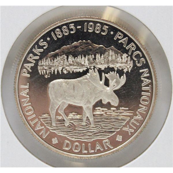 1985 SILVER CANADA PARKS MOOSE PROOF COIN