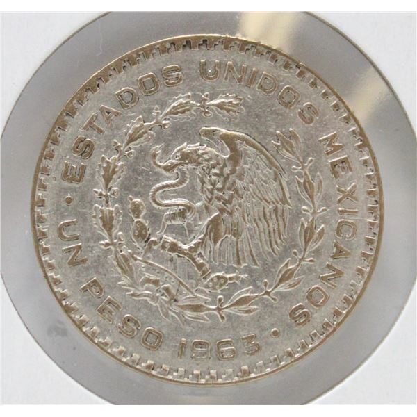 1963 SILVER MEXICO ONE PESO COIN