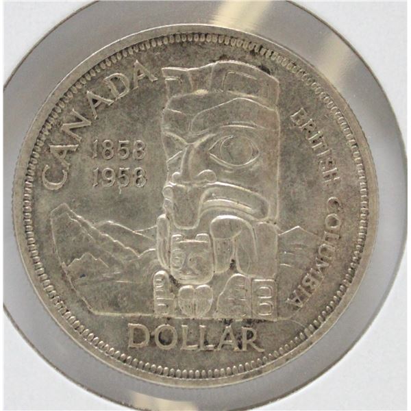 1858-1958 SILVER CANADA TOTEM POLE $1 COIN