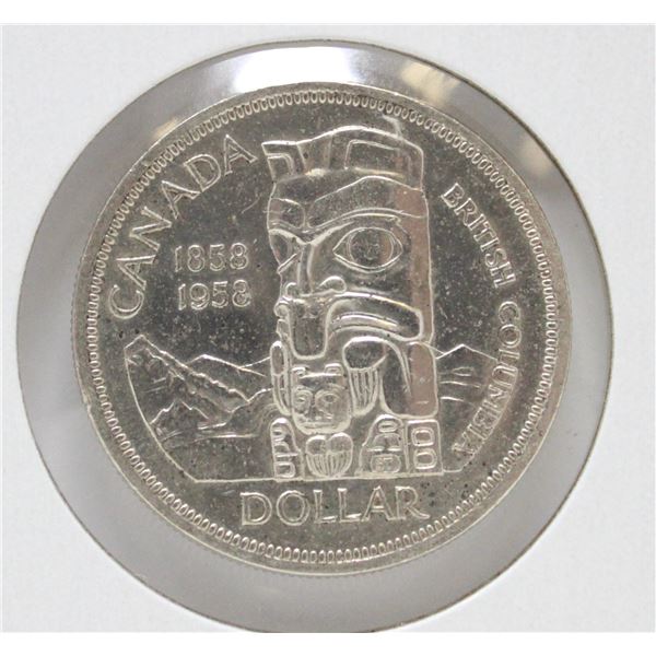 1858-1958 SILVER CANADA TOTEM POLE $1 COIN