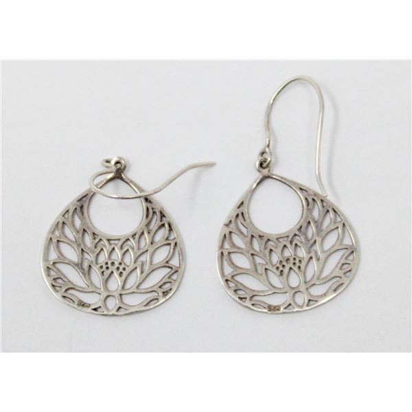 SOLID .925 SILVER LEAF STYLE EARRINGS