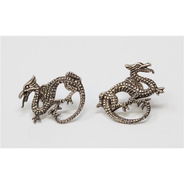 SOLID .925 SILVER DRAGON EARRINGS