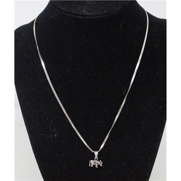 17  SOLID .925 SILVER CHAIN & ELEPHANT PENDANT