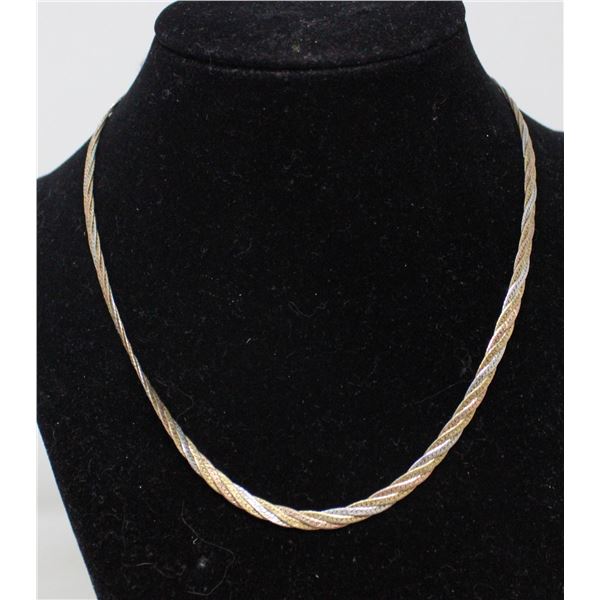 16  SOLID .925 SILVER TRI COLOUR NECKLACE CHAIN