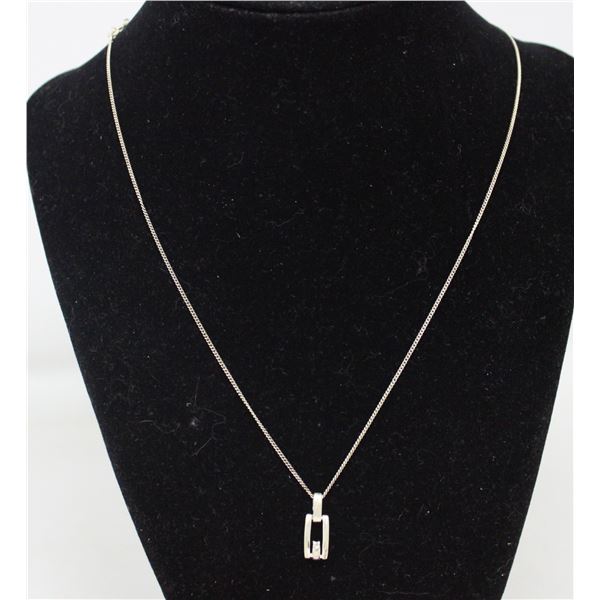 SOLID .925 SILVER DIAMOND PENDANT AND CHAIN