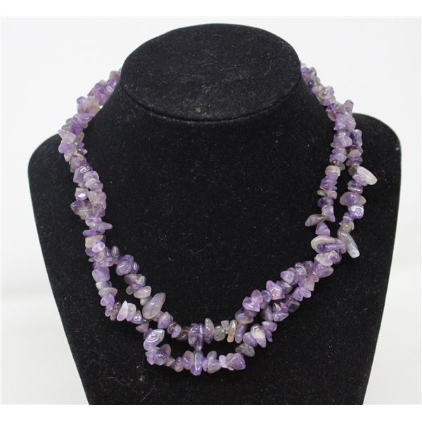 34  NATURAL AMETHYST GEMSTONE NECKLACE