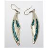 Image 1 : SOLID .925 SILVER TOURQUISE FEATHER EARRINGS