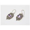 Image 1 : SOLID .925 SILVER AMETHYST GEMSTONE EARRINGS