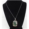 Image 1 : SOLID .925 SILVER CHAIN & GEMSTONE PENDANT, 11.12g