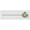 Image 1 : SOLID .925 SILVER GREEN GEMSTONE PIN BROACH