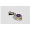 SOLID .925 SILVER AMETHYST GEMSTONE HEART PENDANT