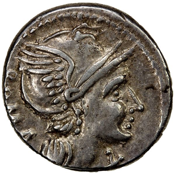 ROMAN REPUBLIC: L. Flaminius Cilo, AR denarius (3.99g), Rome, 109-108 BC, VF