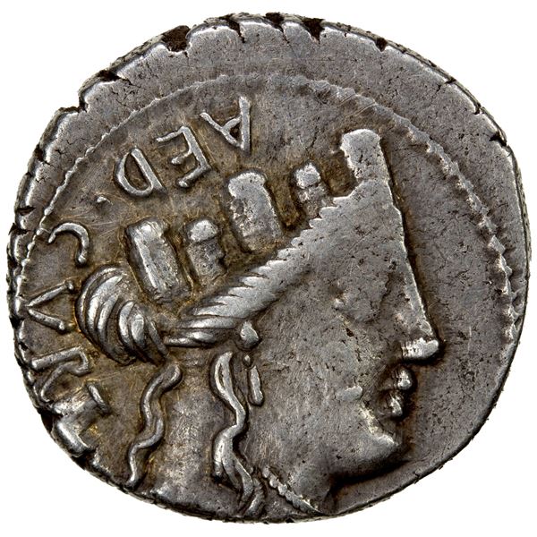 ROMAN REPUBLIC: P. Furius Crassipes, AR denarius (3.82g), Rome, 84 BC, VF