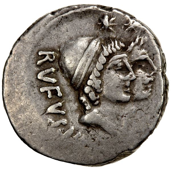 ROMAN REPUBLIC: Mn. Cordius Rufus, moneyer, AR denarius (3.87g), Rome, 46 BC, VF