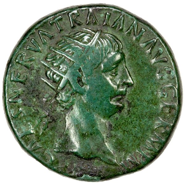 ROMAN EMPIRE: Trajan, 98-117 AD, AE dupondius (12.34g), Rome, 98-99 AD, VF