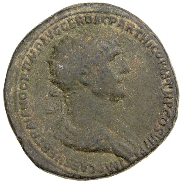 ROMAN EMPIRE: Trajan, 98-117 AD, AE dupondius, Rome, 114-117 AD, F-VF