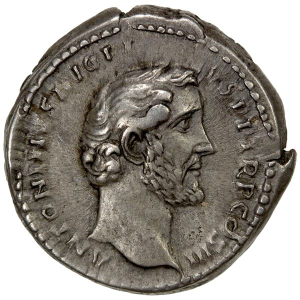 ROMAN EMPIRE: Antoninus Pius, 138-161 AD, AR denarius (3.55g), Rome, 140-143 AD, Choice VF