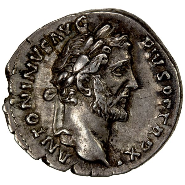 ROMAN EMPIRE: Antoninus Pius, 138-161 AD, AR denarius (3.39g), Rome, 147-148 AD, Choice VF