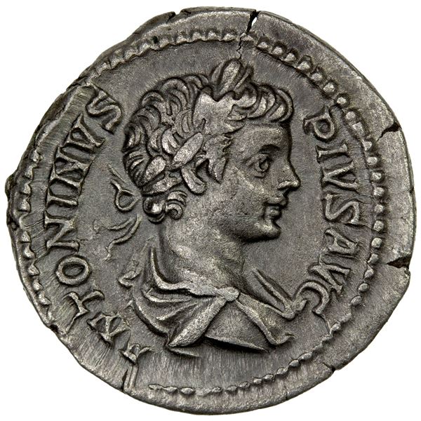ROMAN EMPIRE: Caracalla, 198-217 AD, AR denarius (3.25g), Rome, 201-206 AD, Choice VF
