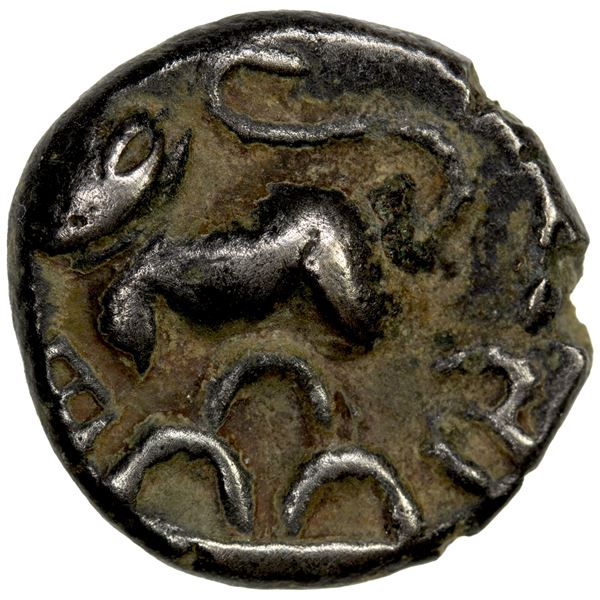 SATAVAHANA: Sri Satakarni, 1st century AD, AE round unit (2.16g), VF-EF