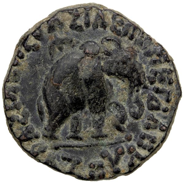 INDO-SCYTHIAN: Azes II, ca. 35 BC - 5 AD, AE pentachalkon (11.72g), bold VF