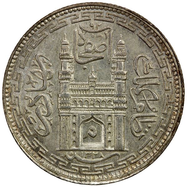 HYDERABAD: AR 8 annas, Farkhanda Bunyad, AH1328 year 43, choice EF