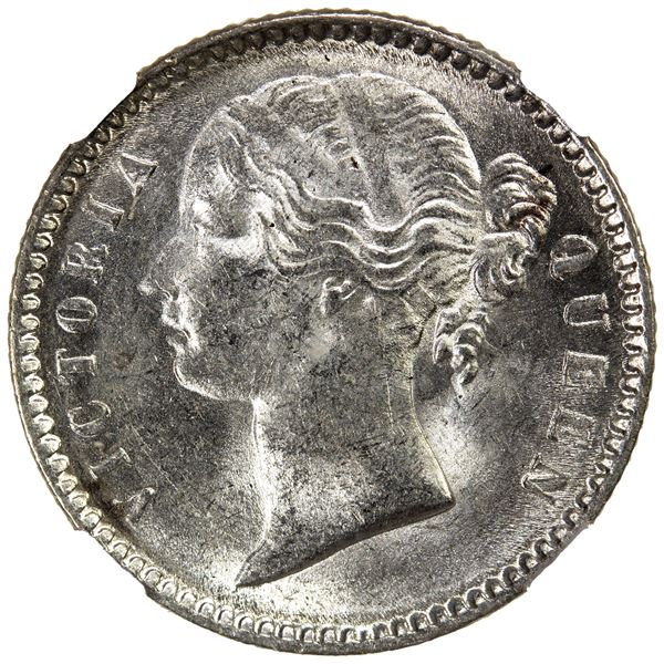 BRITISH INDIA: AR ¼ rupee, 1840, NGC MS62
