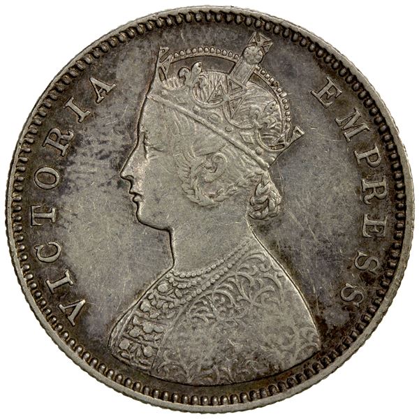 BRITISH INDIA: AR ½ rupee, 1884(b), VF-EF