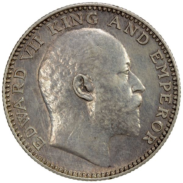 BRITISH INDIA: AR ½ rupee, 1907-B, EF