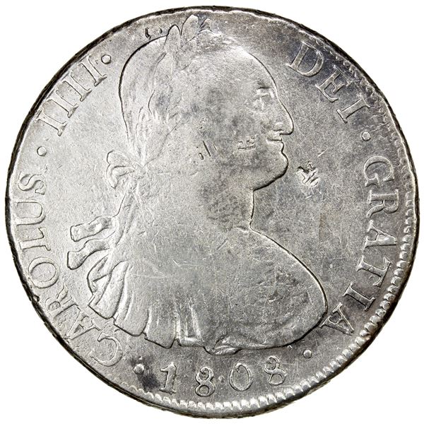 CHOPMARKED COINS: BOLIVIA: Carlos IV, 1788-1808, AR 8 reales, 1808, F-VF
