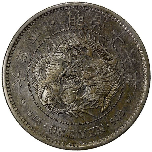 CHOPMARKED COINS: JAPAN: Meiji, 1868-1912, AR yen, year 16 (1883), EF
