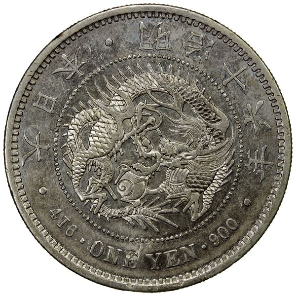 CHOPMARKED COINS: JAPAN: Meiji, 1868-1912, AR yen, year 16 (1883), EF