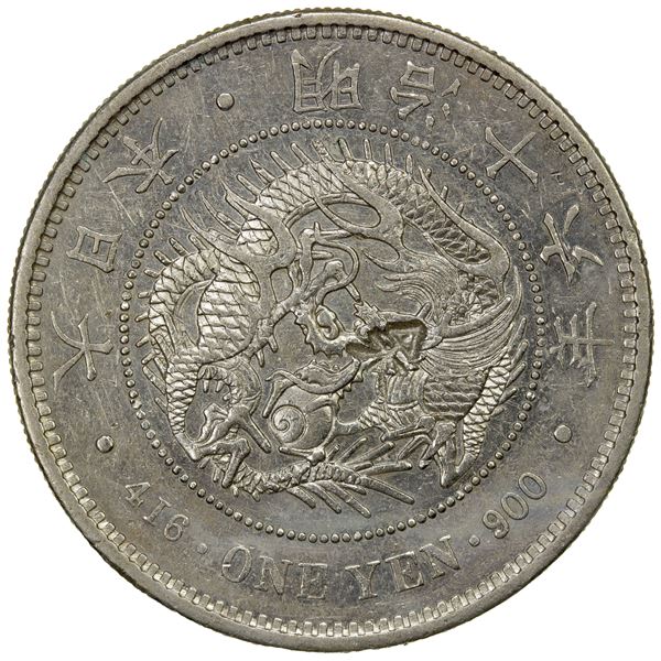 CHOPMARKED COINS: JAPAN: Meiji, 1868-1912, AR yen, year 16 (1883), EF