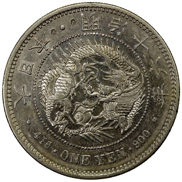 CHOPMARKED COINS: JAPAN: Meiji, 1868-1912, AR yen, year 16 (1883), EF