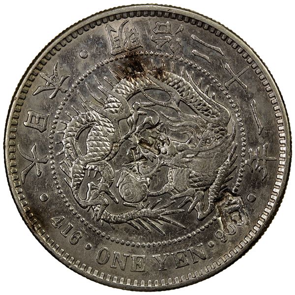 CHOPMARKED COINS: JAPAN: Meiji, 1868-1912, AR yen, year 21 (1888), EF