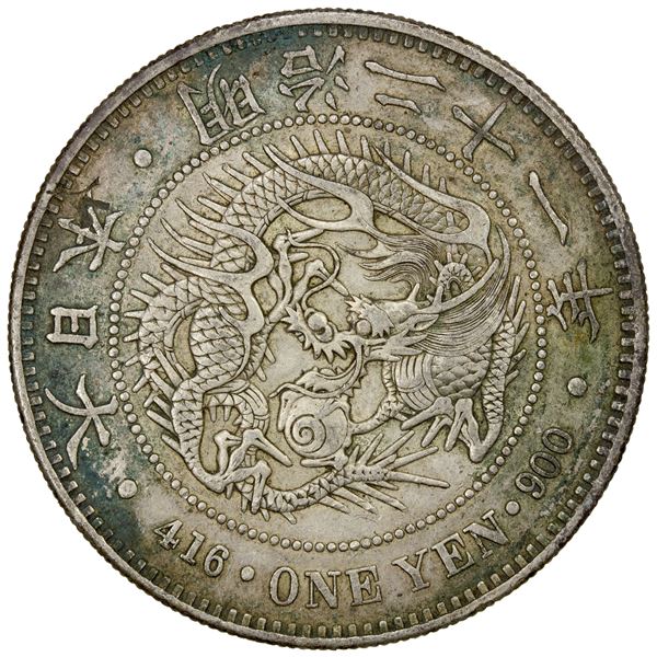 CHOPMARKED COINS: JAPAN: Meiji, 1868-1912, AR yen, year 21 (1888), EF