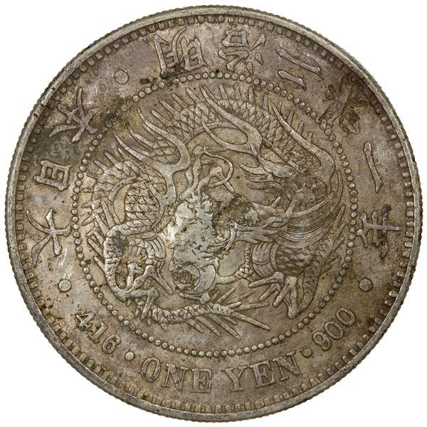 CHOPMARKED COINS: JAPAN: Meiji, 1868-1912, AR yen, year 21 (1888), VF