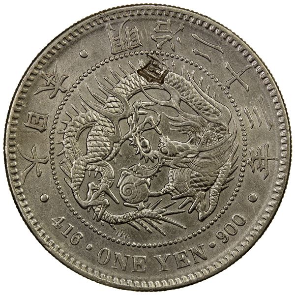 CHOPMARKED COINS: JAPAN: Meiji, 1868-1912, AR yen, year 23 (1890), EF