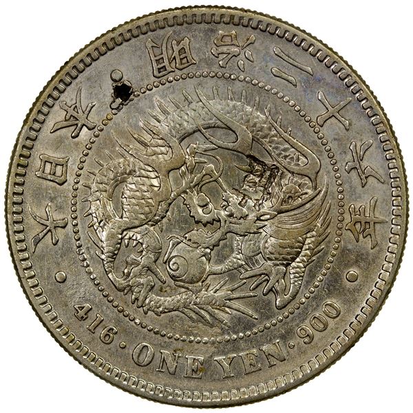 CHOPMARKED COINS: JAPAN: Meiji, 1868-1912, AR yen, year 26 (1893), EF