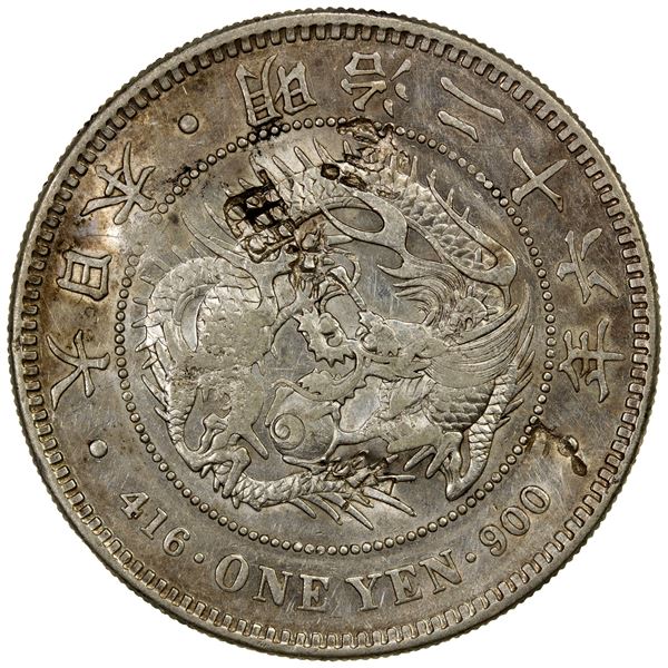 CHOPMARKED COINS: JAPAN: Meiji, 1868-1912, AR yen, year 26 (1893), EF