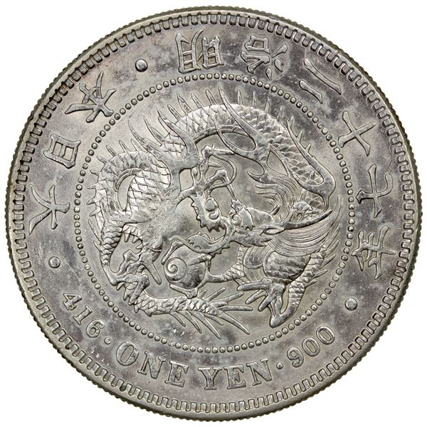 CHOPMARKED COINS: JAPAN: Meiji, 1868-1912, AR yen, year 27 (1894), AU