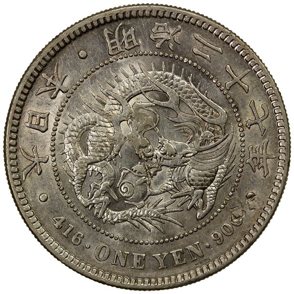 CHOPMARKED COINS: JAPAN: Meiji, 1868-1912, AR yen, year 27 (1894), AU