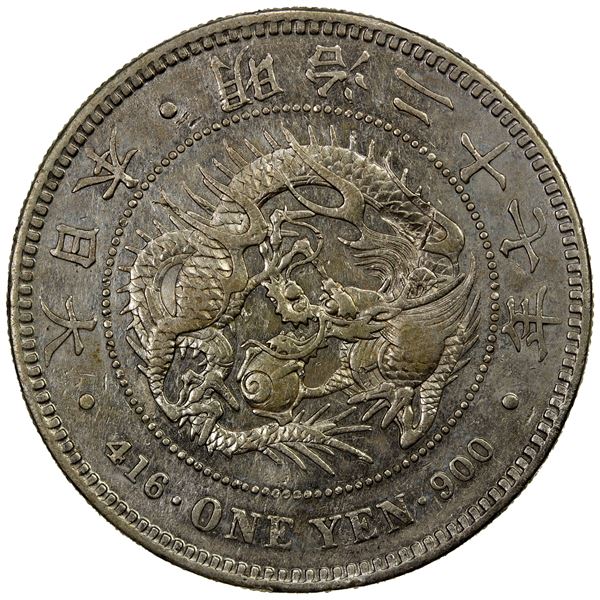 CHOPMARKED COINS: JAPAN: Meiji, 1868-1912, AR yen, year 27 (1894), AU