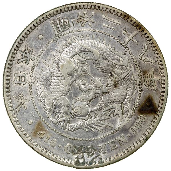 CHOPMARKED COINS: JAPAN: Meiji, 1868-1912, AR yen, year 28 (1895), AU