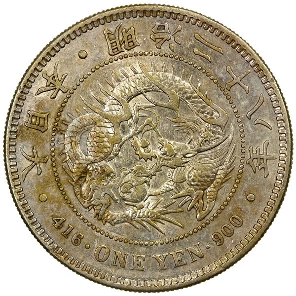 CHOPMARKED COINS: JAPAN: Meiji, 1868-1912, AR yen, year 28 (1895), AU